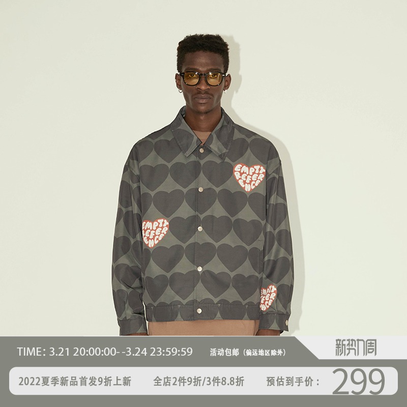 EMPTY REFERENCE 原创品牌爱心印花夹克情侣款秋季潮刺绣翻领外套