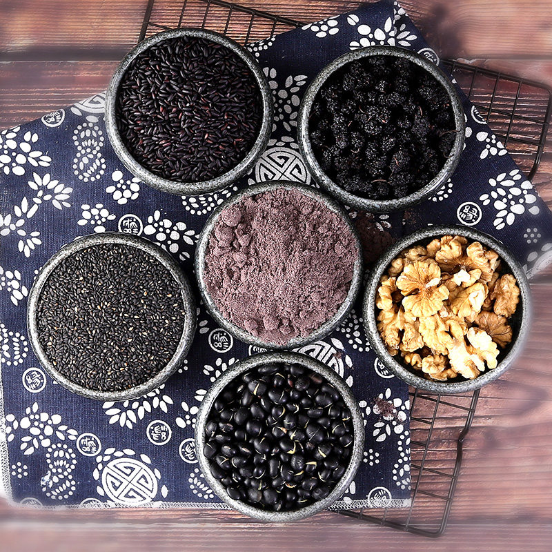现磨五黑粉无糖黑芝麻黑豆黑米核桃桑葚粉粉天然粉粉食品