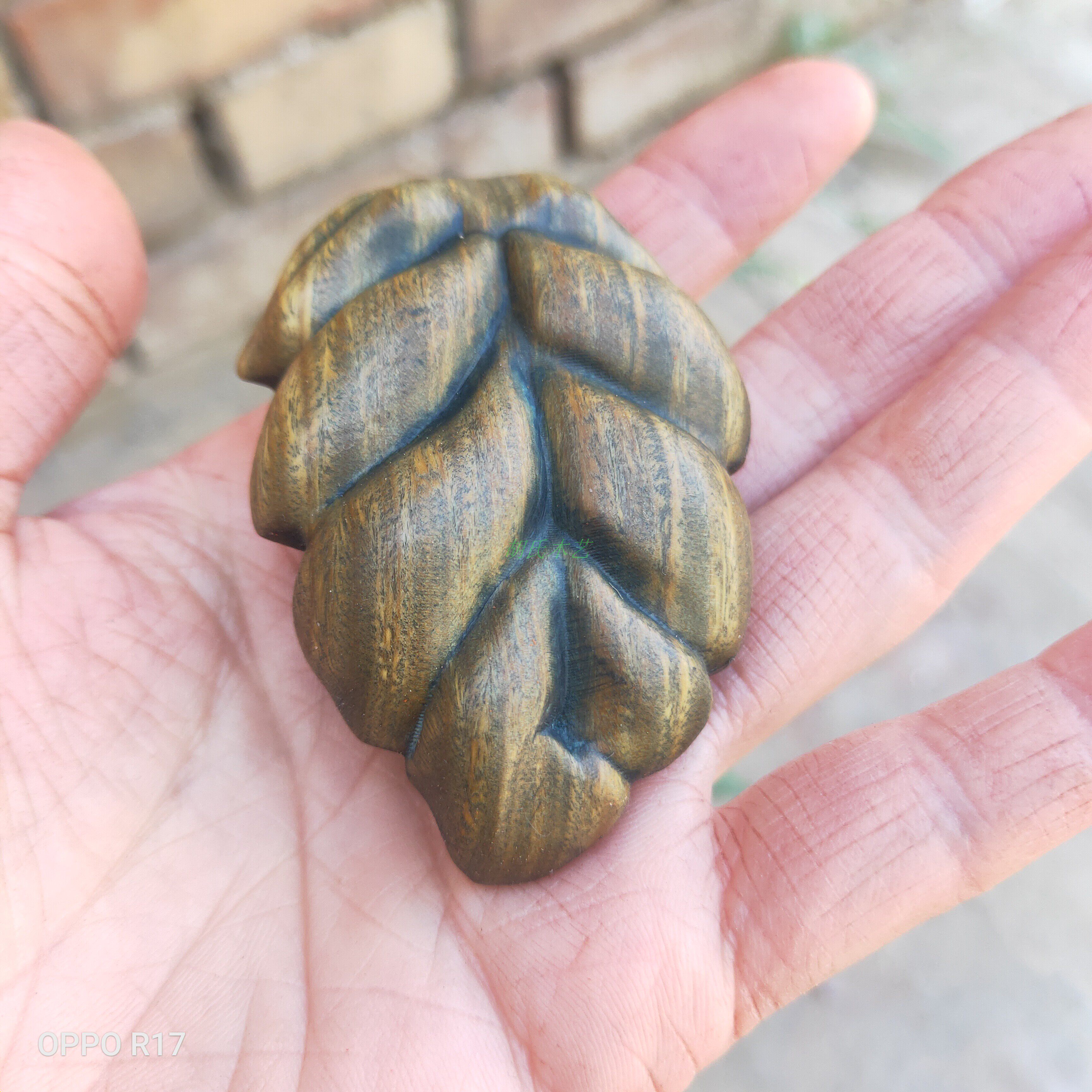 生财阿根廷绿檀手把檀木挂件一夜叶叶木雕木雕工木雕