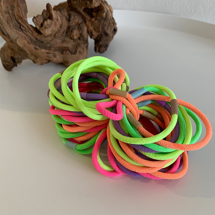 韩国大皮筋日常发圈头绳发绳基础单根螺纹亮色发饰