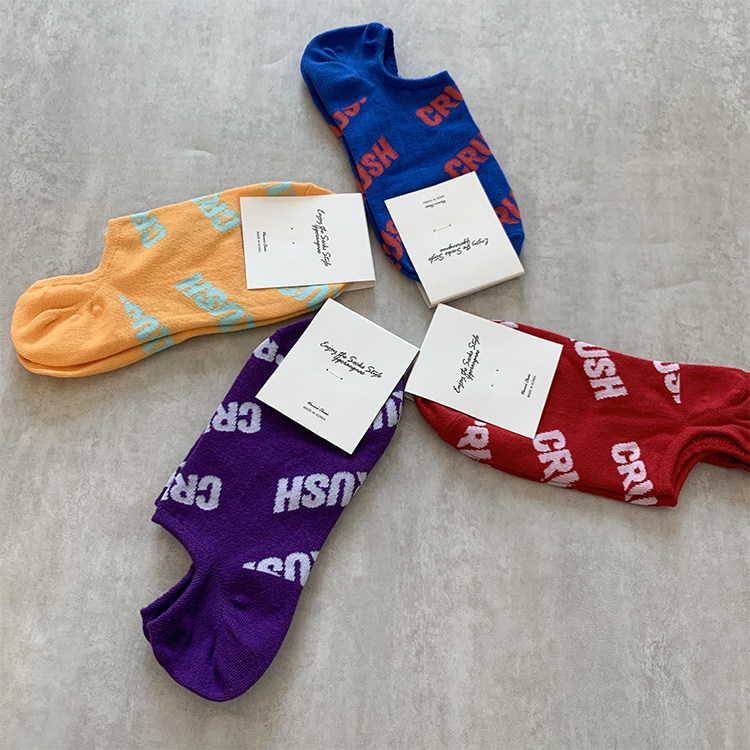 韩国进口东大门袜子crash英文字母软兜短袜浅口中筒袜