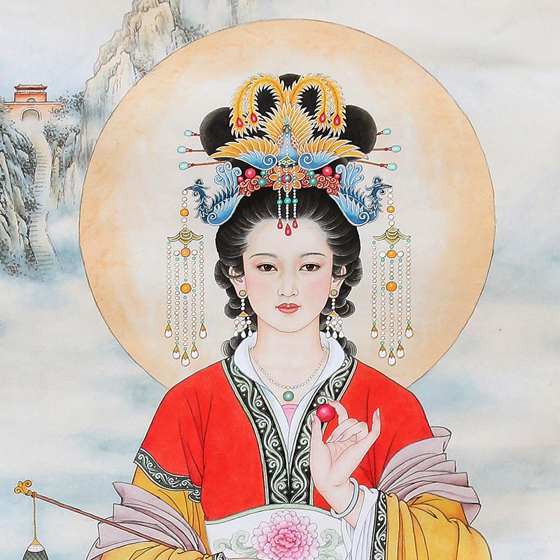 碧霞元画像泰山娘娘奶奶老母挂画道教天仙玉女国画