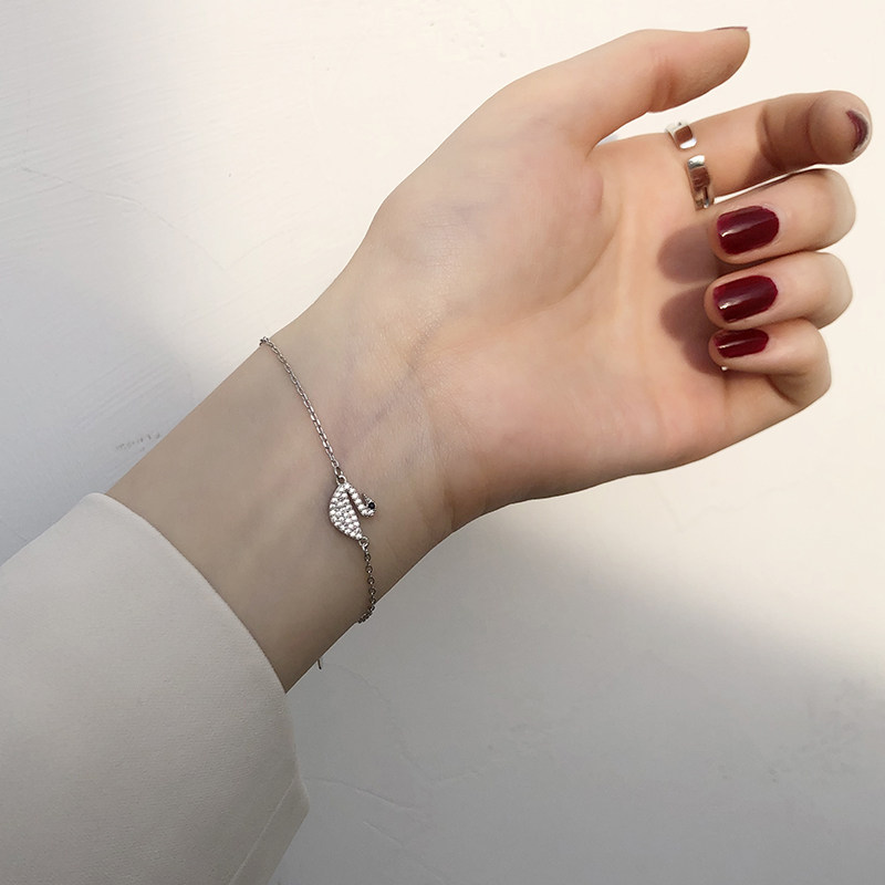 橙子饰物优雅白天鹅通体纯银清新镶钻手链手环手链