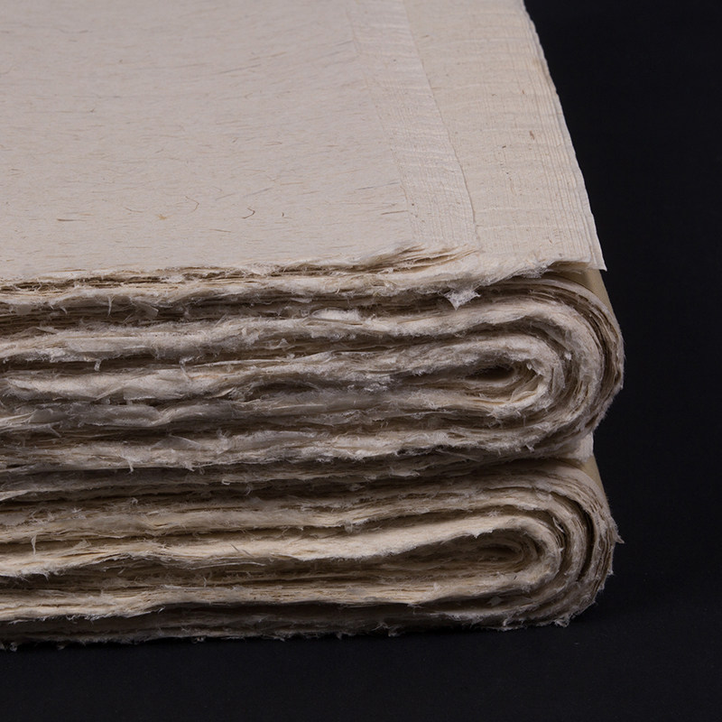 古艺纤维纸包宣纸半生半熟毛边手工加厚八尺六尺毛边纸