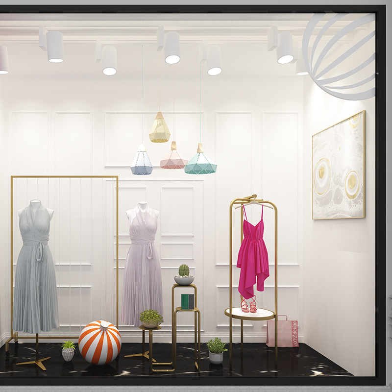 铁时尚高档女装橱窗装饰道具屏风中岛正挂展示架服装展示架