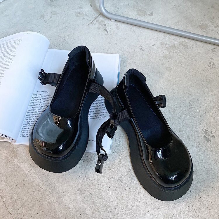 复古英伦学院风圆头玛丽珍厚底松糕大头鞋日系女单鞋