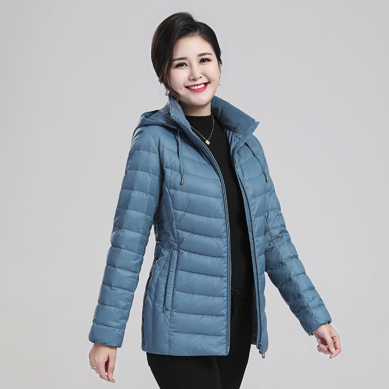 寒布仕中长羽绒服中老年女士轻便鹅绒妈妈商场同款羽绒服