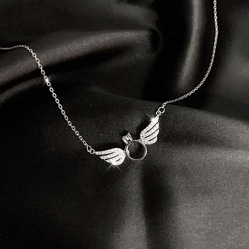冷淡纯银翅膀圆圈项链轻奢小众设计气质2021年项链