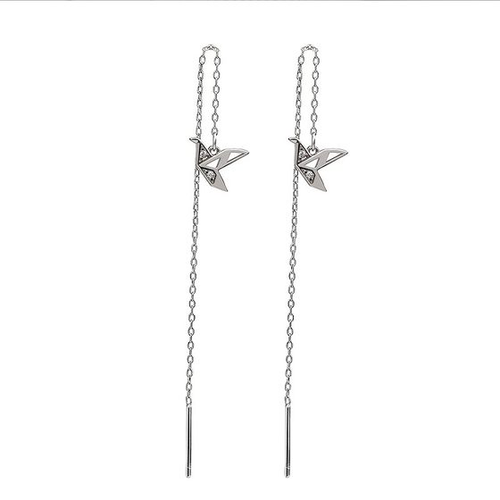 S925 sterling silver thousands of paper crane ears, simple design, temperament versatile ear ring Korean female 2020 new tide students S925 sterling silver thousands of paper crane ears, simple design, temperament versatile ear ring Korean female 2020 new tide students