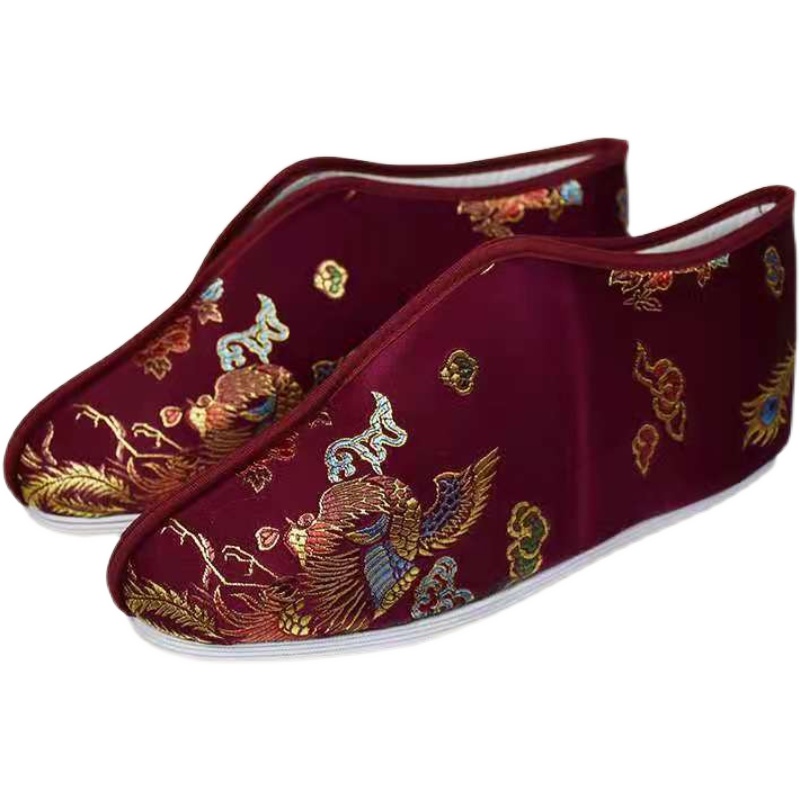 寿鞋女款老北京布鞋棉鞋绣凤鸡冠莲花天梯老人冲喜骨灰盒