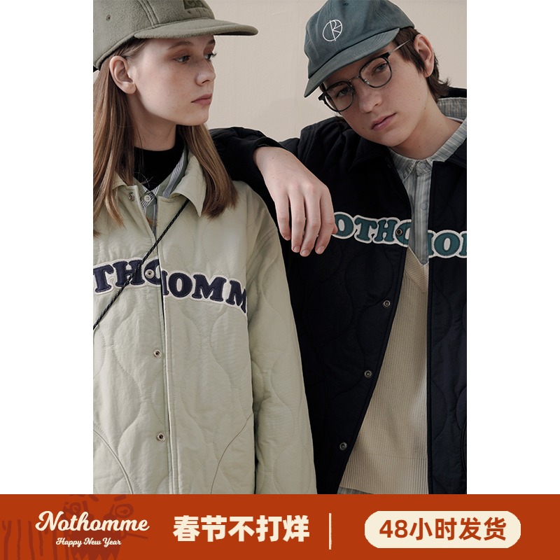 NOTHOMME 斜纹棉布 日系潮牌秋冬学院风棉衣情侣宽松外套棉服男