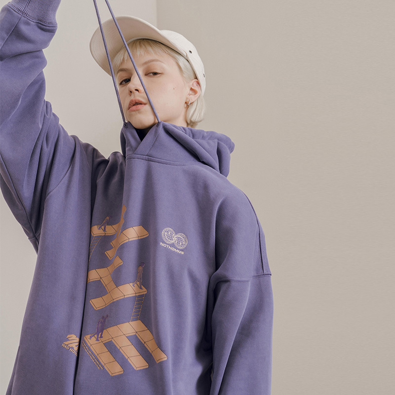 NOTHOMME潮牌春秋宽松连帽字母印花卫衣男情侣款秋冬休闲国潮帽衫