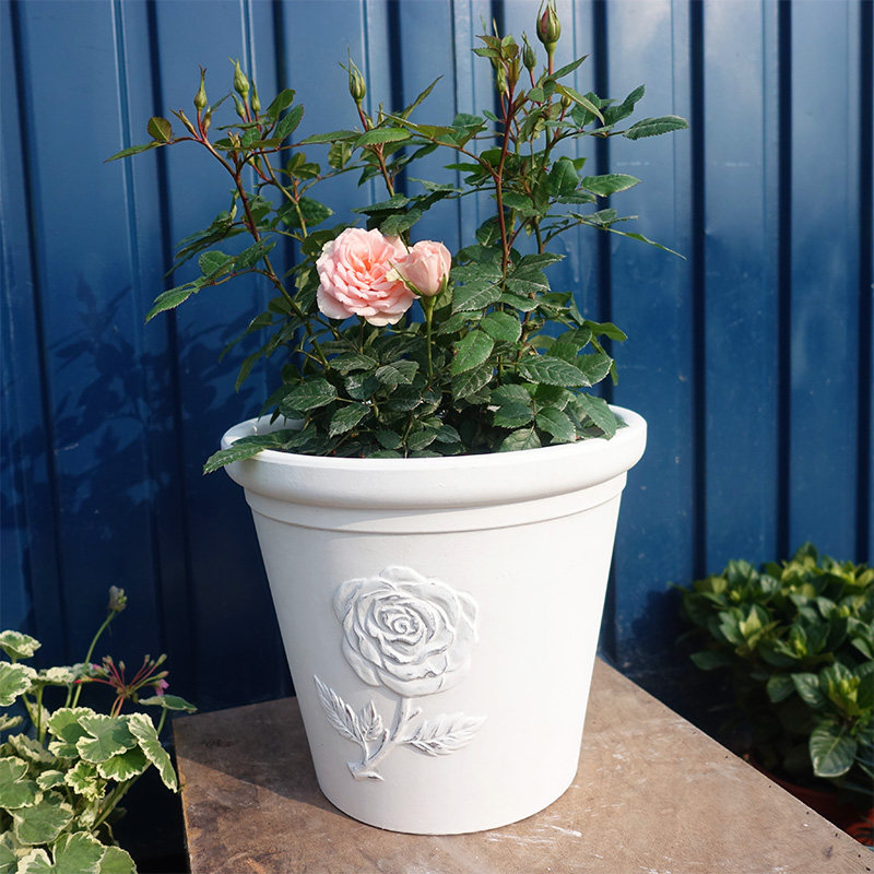 玫瑰笨笨园艺红陶欧式唯美田园浮雕立体玫瑰花花盆