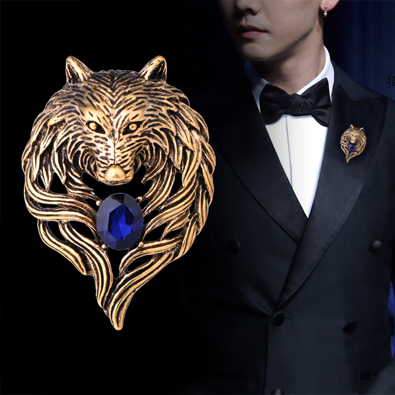 高档狼头胸针男士潮流西服西装装饰配件潮人胸针