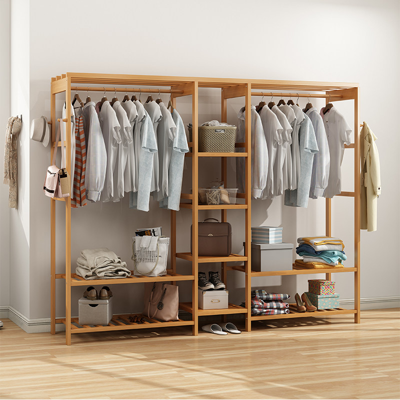 简易衣柜收纳架衣架落地收纳柜衣帽架衣架衣橱组合衣柜实木储物柜