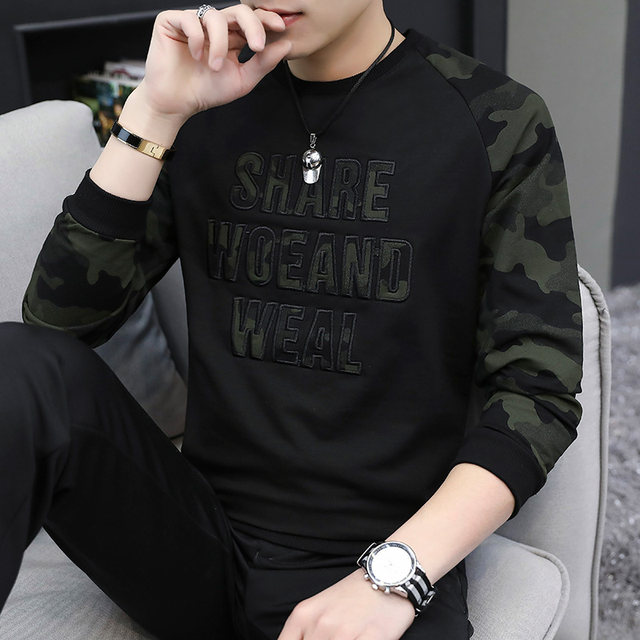 Hoodie men's autumn/winter fashion 2020 fashion INS with plush and thickened upper clothes long sleeve T-shirt men's autumn wear Hoodie men's autumn/winter fashion 2020 fashion INS with plush and thickened upper clothes long sleeve T-shirt men's autumn wear