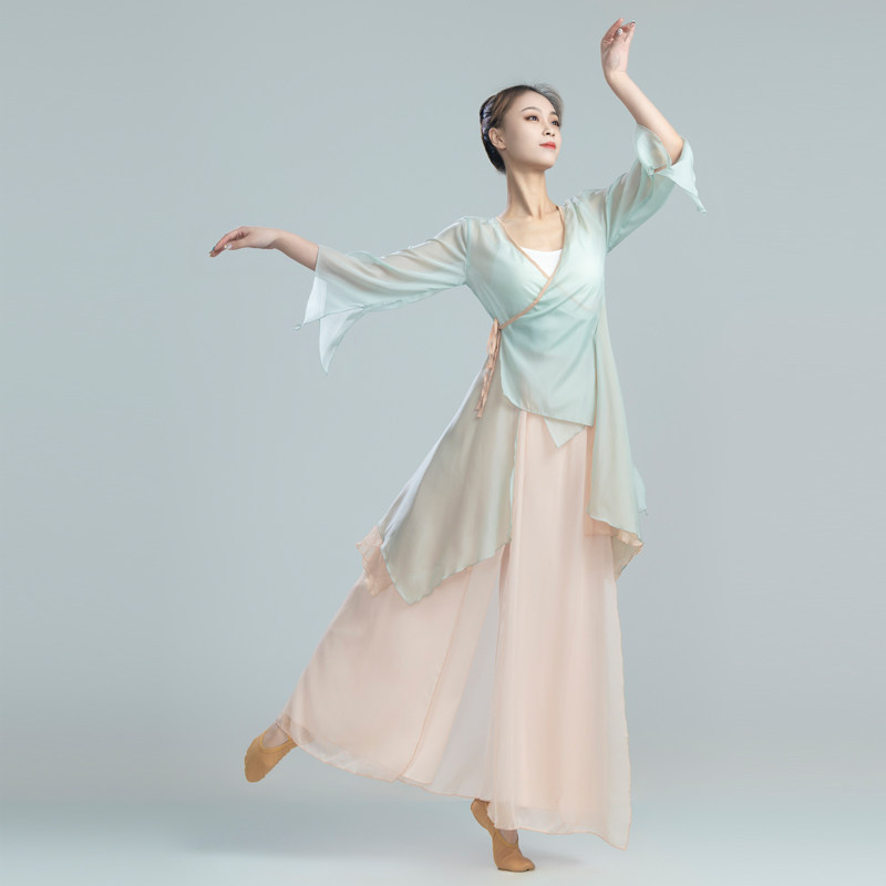 演出服晚风古典舞服装成人身韵服纱衣现代舞练功服飘逸女0658销量 2