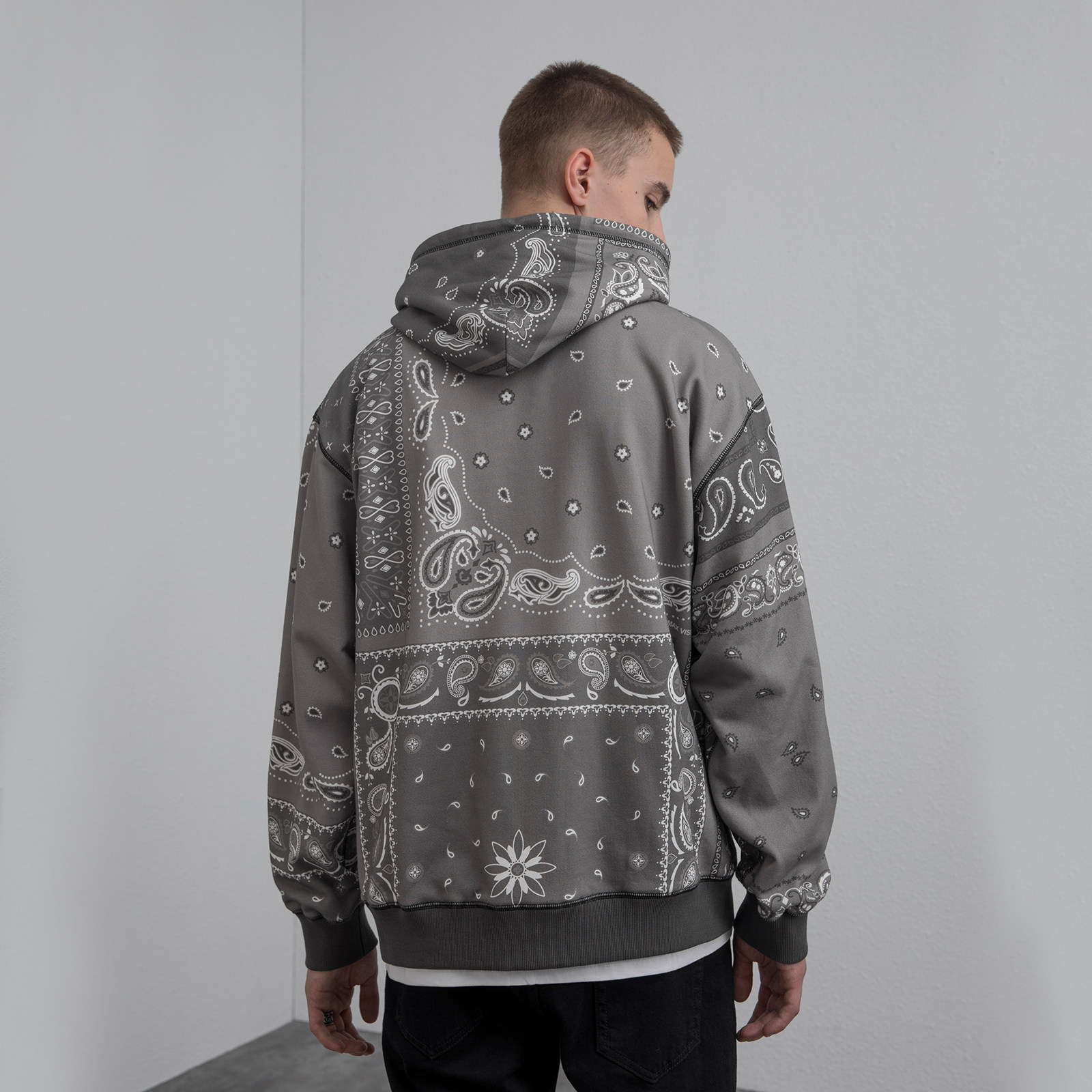 climaxvision全棉满幅印花佩斯腰果花连帽卫衣帽卫衣