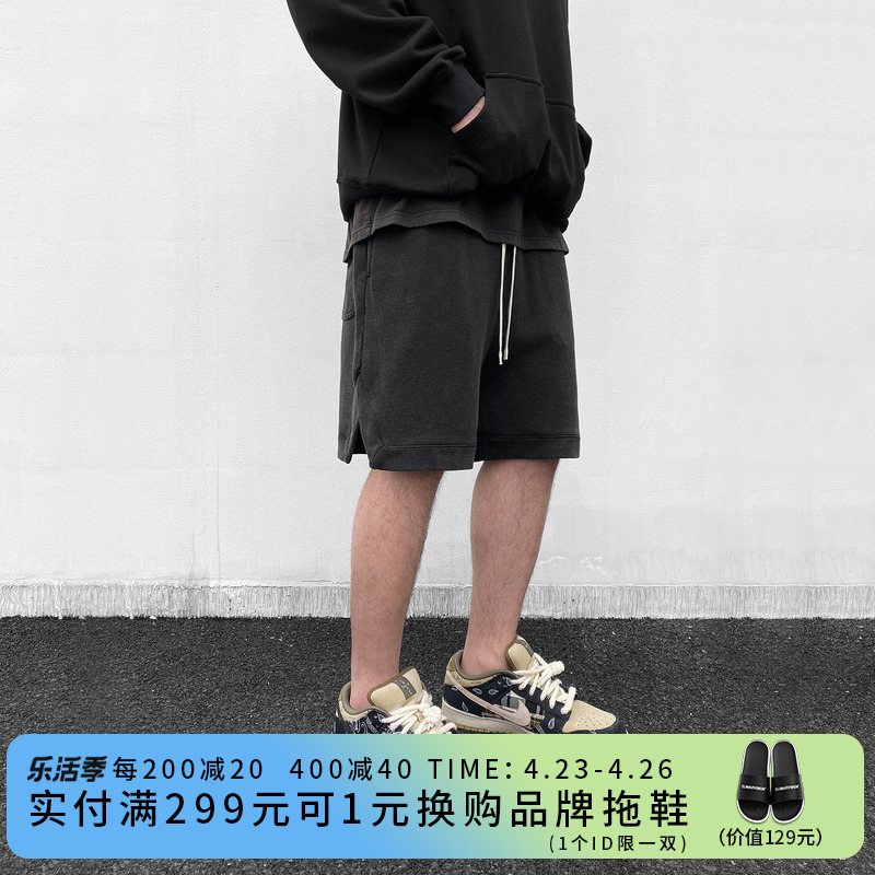 CLIMAX VISION水洗做旧侧开衩运动短裤五分裤休闲宽松百搭潮牌