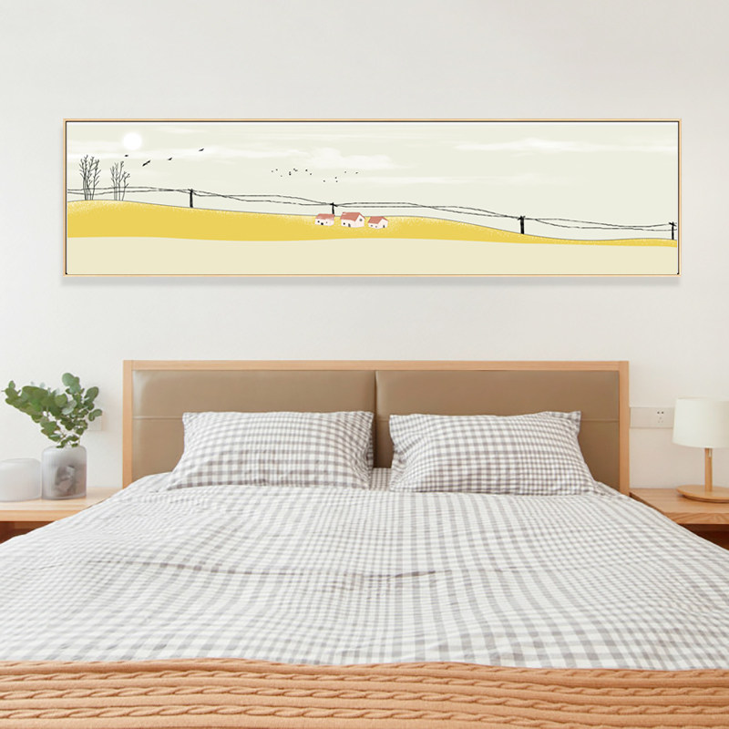 小清新卧室床头画横长条简约北欧现代文艺民宿现代装饰画