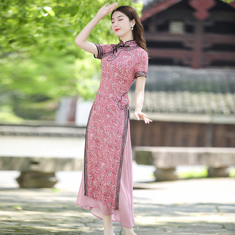 如意风奥黛旗袍越南正宗年轻小个子时尚长款中国旗袍