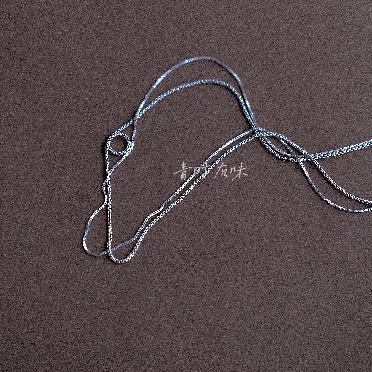 s925各种盒子纯银diy素链男生细银锁骨半成品项链