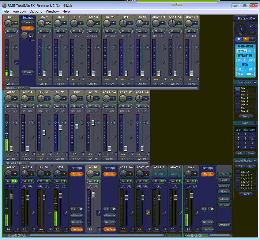 rmebabyfacepro9632ucucxufx声卡调试机架声卡