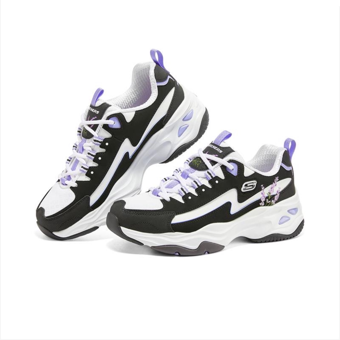 skechers斯凯奇女鞋新款透气刺绣熊猫增高老爹运动鞋运动休闲鞋