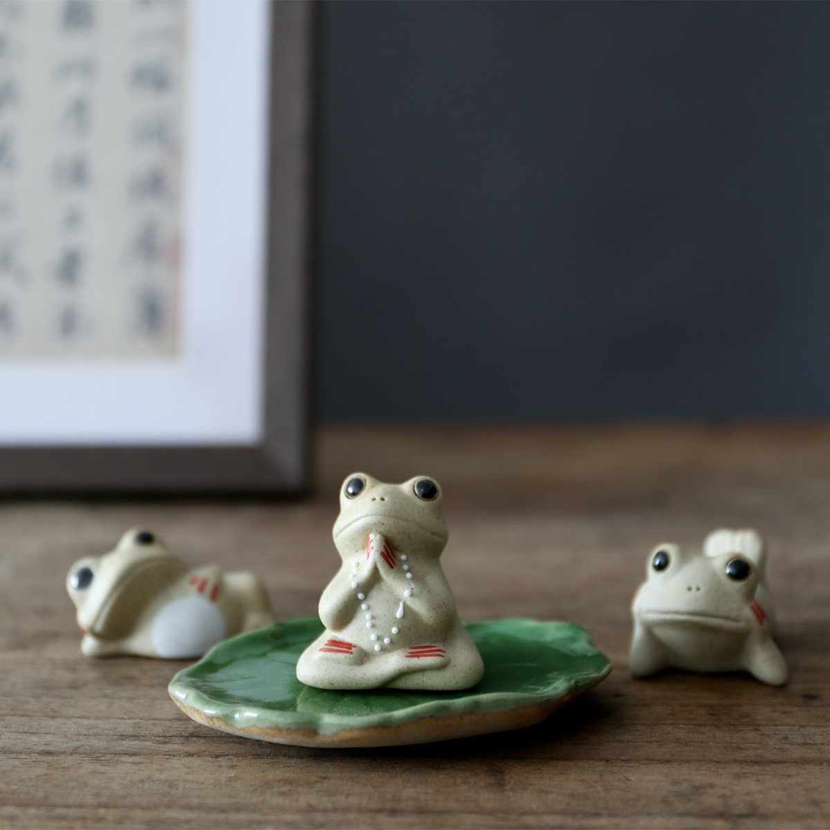景德镇手工禅意小青青蛙茶宠摆件精品可养个性茶宠摆件
