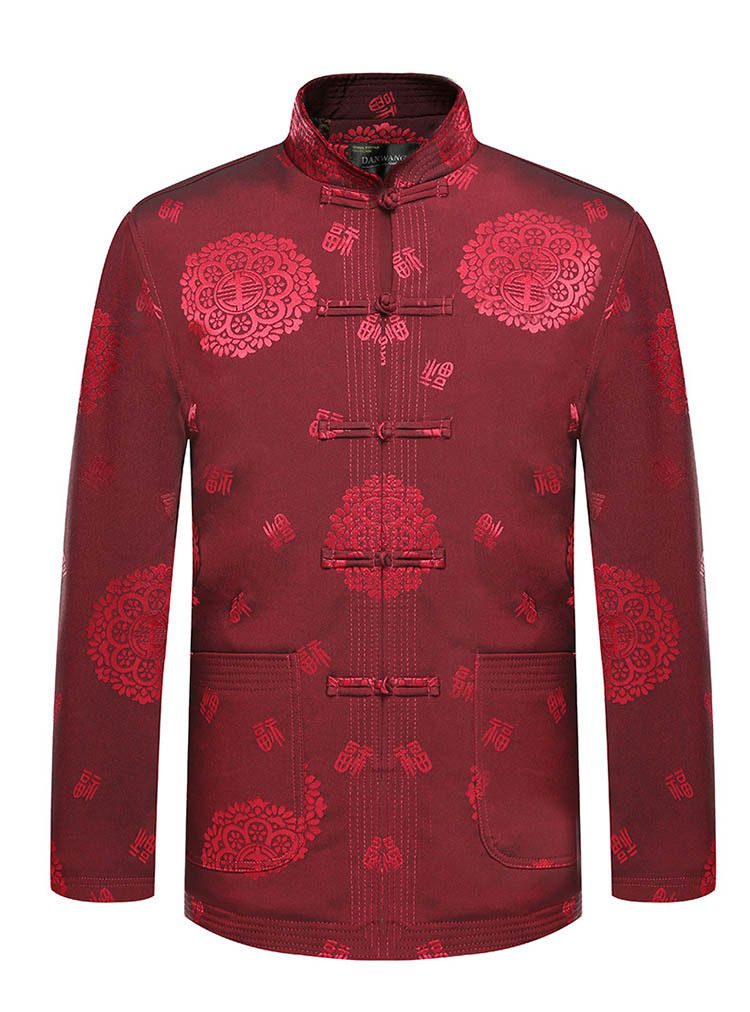 加绒唐装中式170斤做寿厚外套新郎结婚庆典礼服唐装