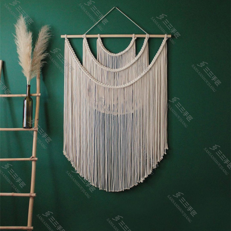 街角北欧ins手工编织纯色流苏装饰挂毯家居挂毯