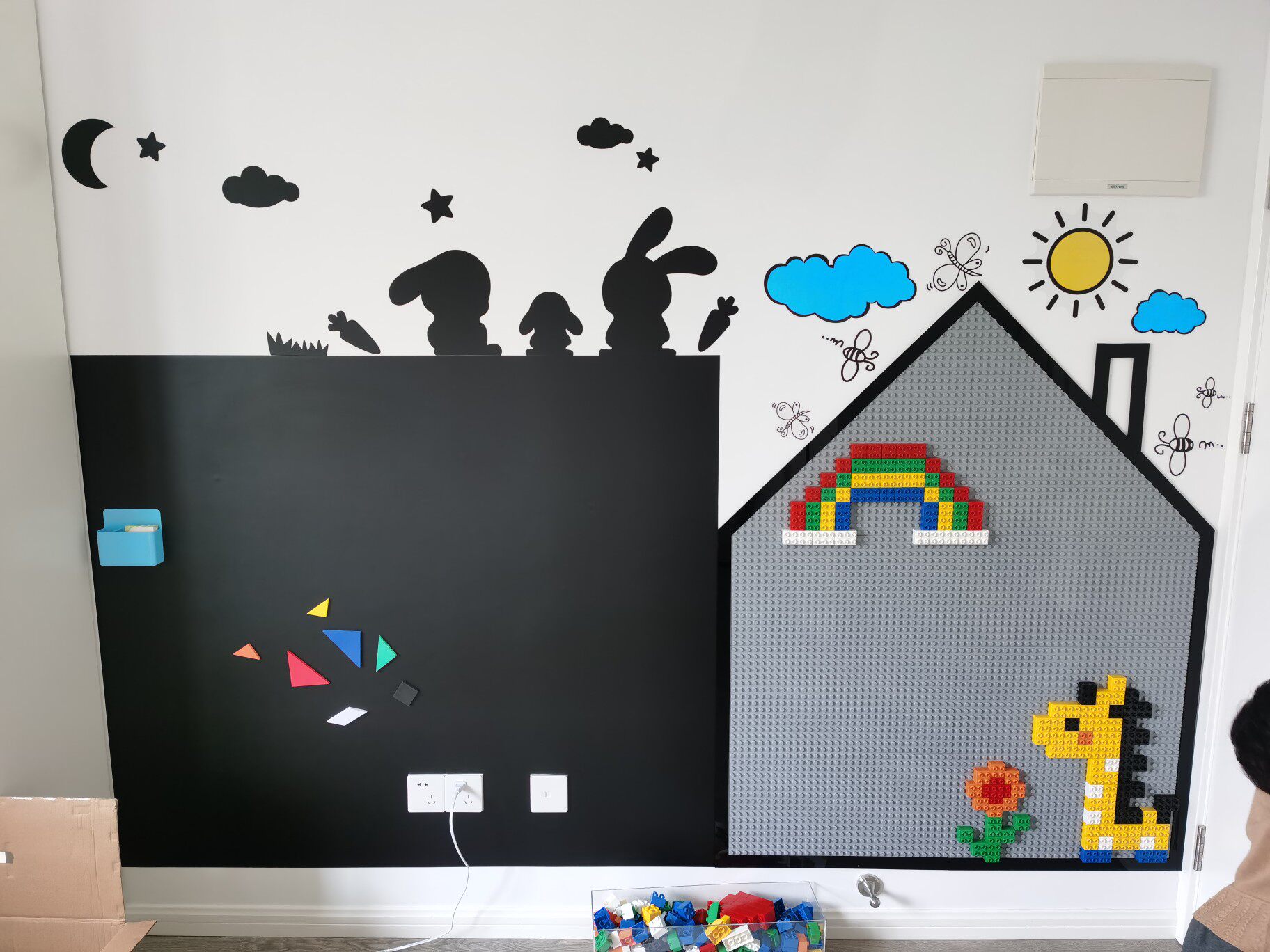 磁性黑板墙贴儿童家用教学环保无尘磁力涂鸦墙膜静灰色双层定制