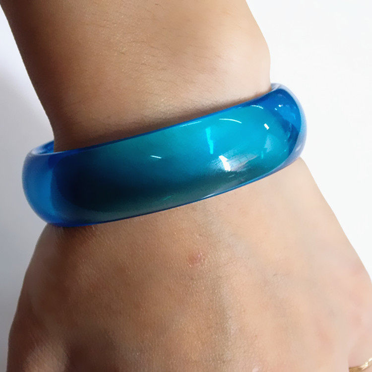 加宽玻璃手镯仿蓝水晶透明晶莹通透手环玉器手镯