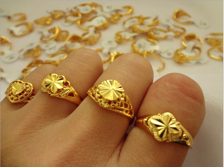 保色戒指镀金开口黄金女士电镀久久久久霸女式戒指