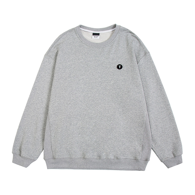 xxtoo400g重磅新疆螺纹拼接植绒刺绣春秋宽松卫衣