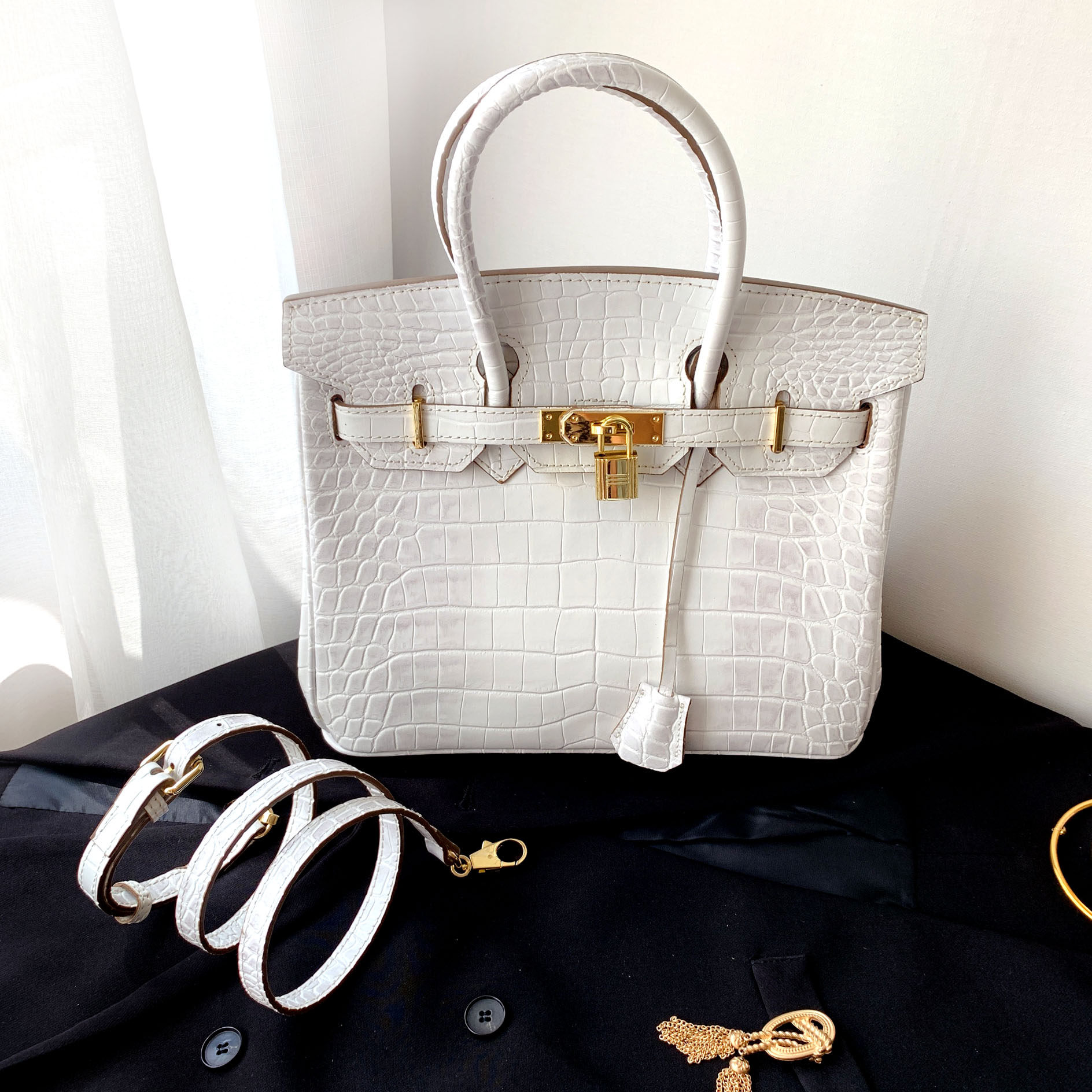 铂金包真皮h包凯莉包女新娘包手提单肩斜挎包顾佳三十而已同款包