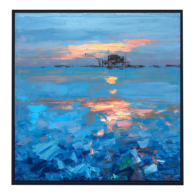 抽象客厅装饰画正方形尺寸手工油画餐厅油画