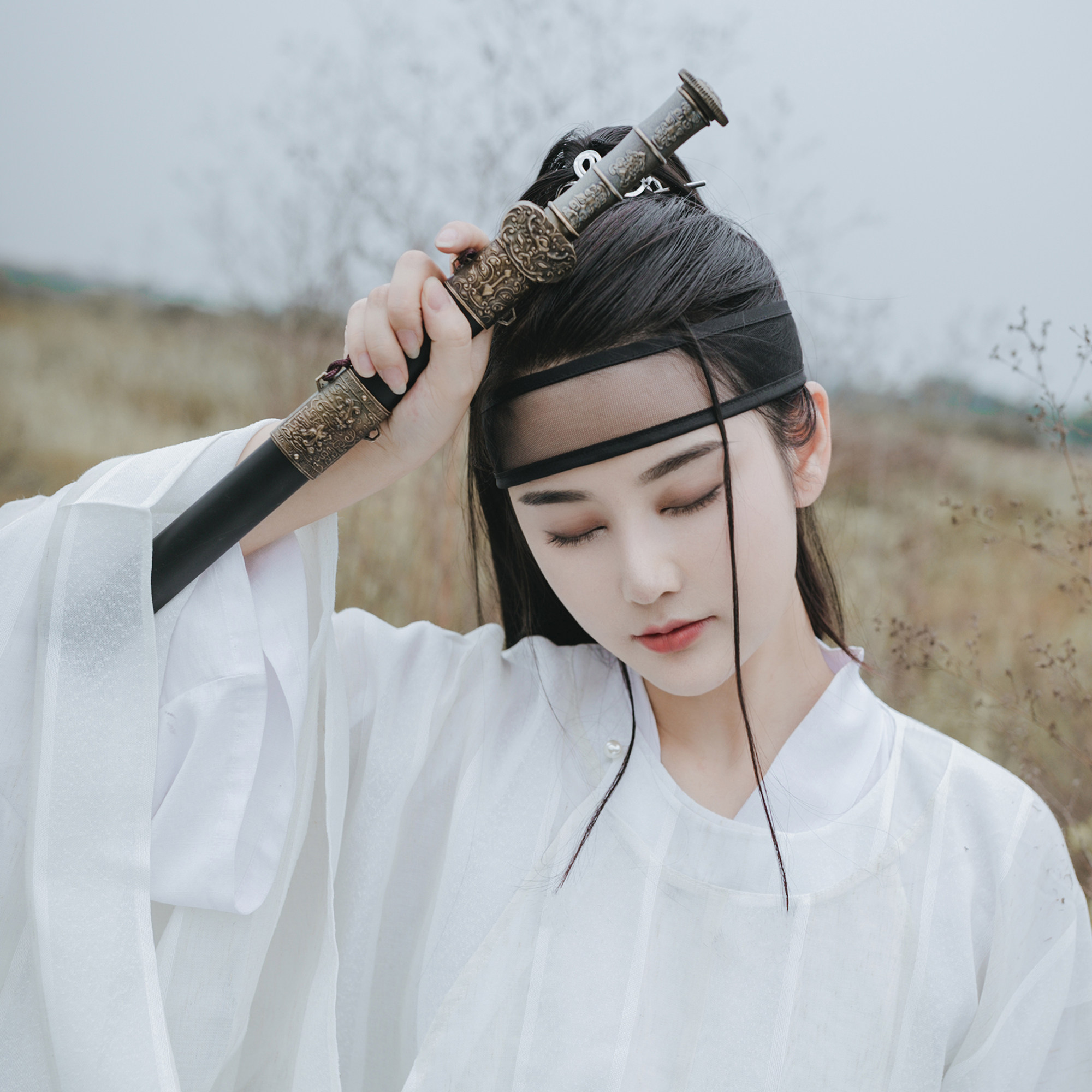 配饰女发额男纱抹收网网巾雨山古风汉服明制发饰