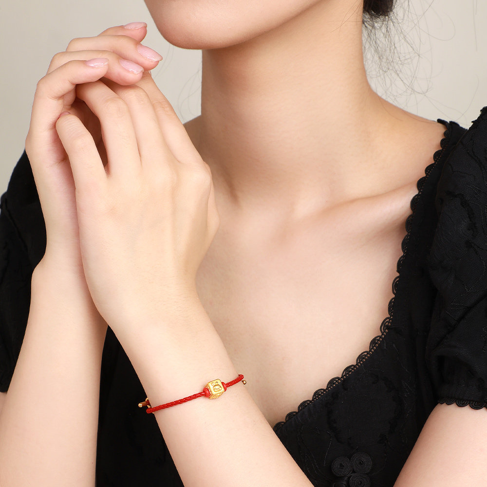 周大生黄金手链硬金生肖转运珠手串足金串珠多图1