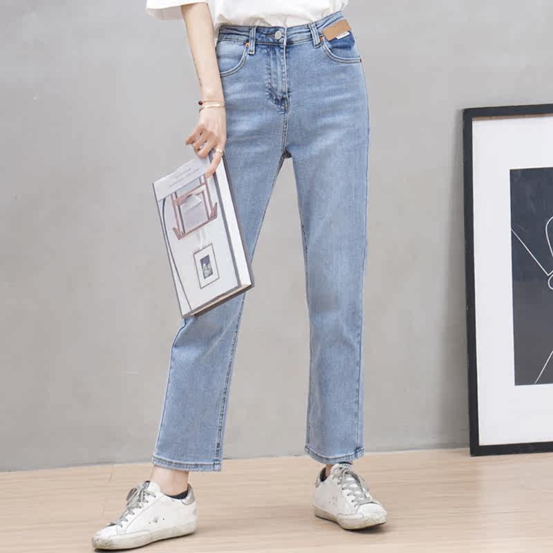 ouna欧娜9989小直筒烟管2021春季新款牛仔裤九分牛仔裤