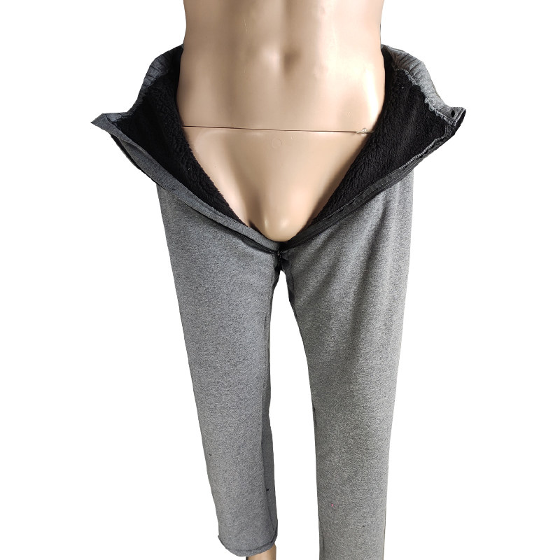 成人开裆裤拉链款加加厚保暖方便失禁护理免脱保暖裤