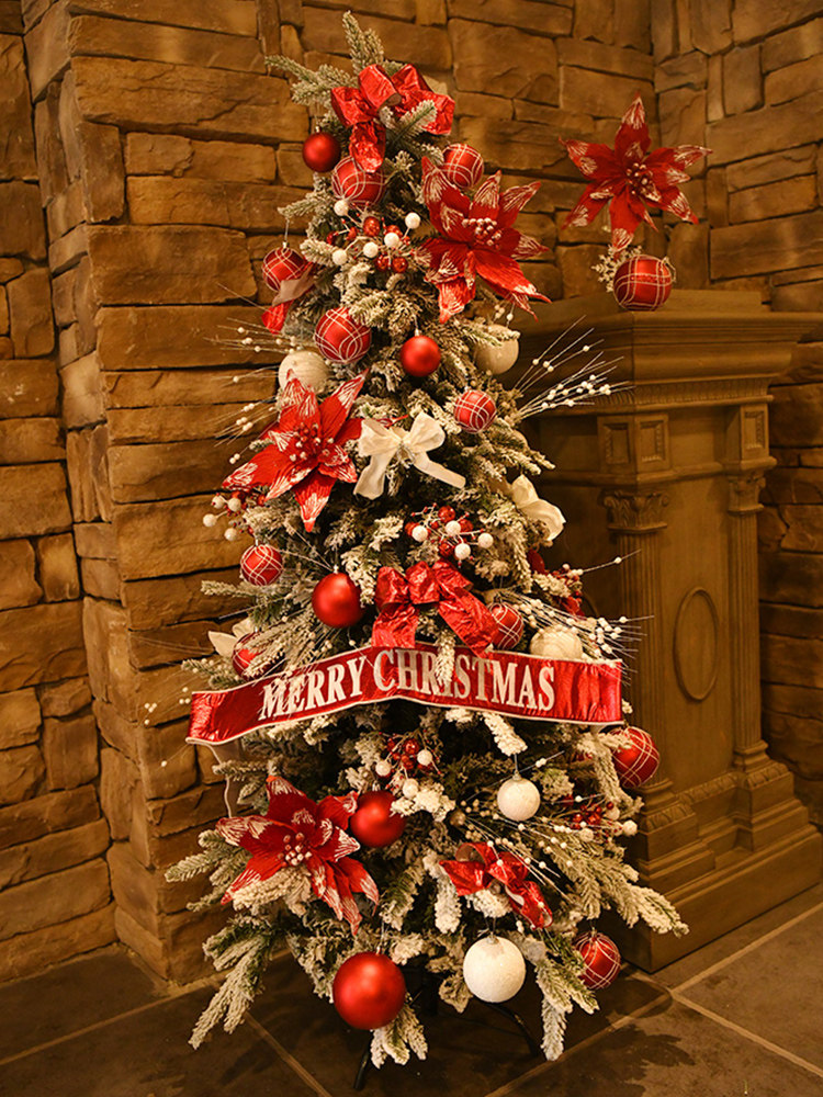 圣诞节圣诞树套餐1.5米1.8米加密植绒落雪圣诞场景装饰