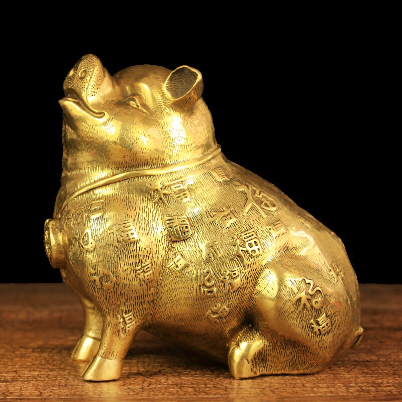 金属纯铜摆件福猪招财猪猪年大吉卡通补缺家居饰品摆件