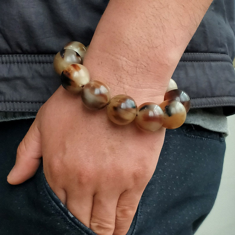 保真天然牦牛角手串男西藏情侣佛珠女护身民族风转运手链生日礼品