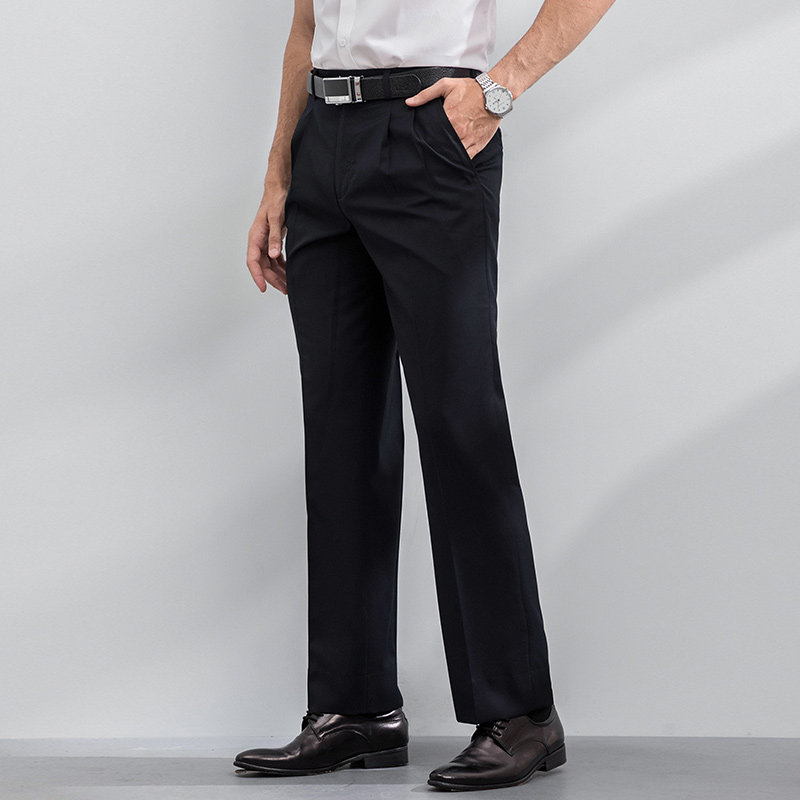 浪登2020春夏男士双褶宽松商务西裤男直筒免烫西裤