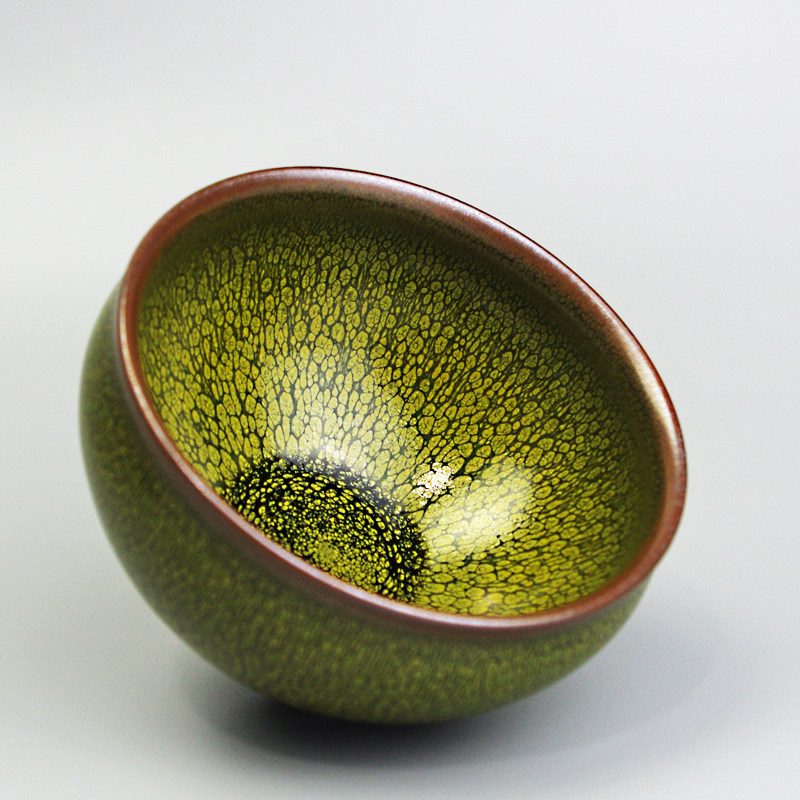 见盏乐名师张国平建盏全手工绿鹧鸪斑茶盏铁胎陶瓷功夫单杯新中式