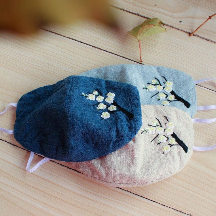 刺绣口罩diy手工棉麻透气初学者入门材料包手工自绣初学者自制