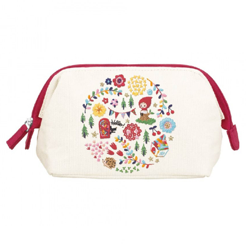 日本进口petitfleur童话化妆包收纳手拿刺绣可爱化妆包