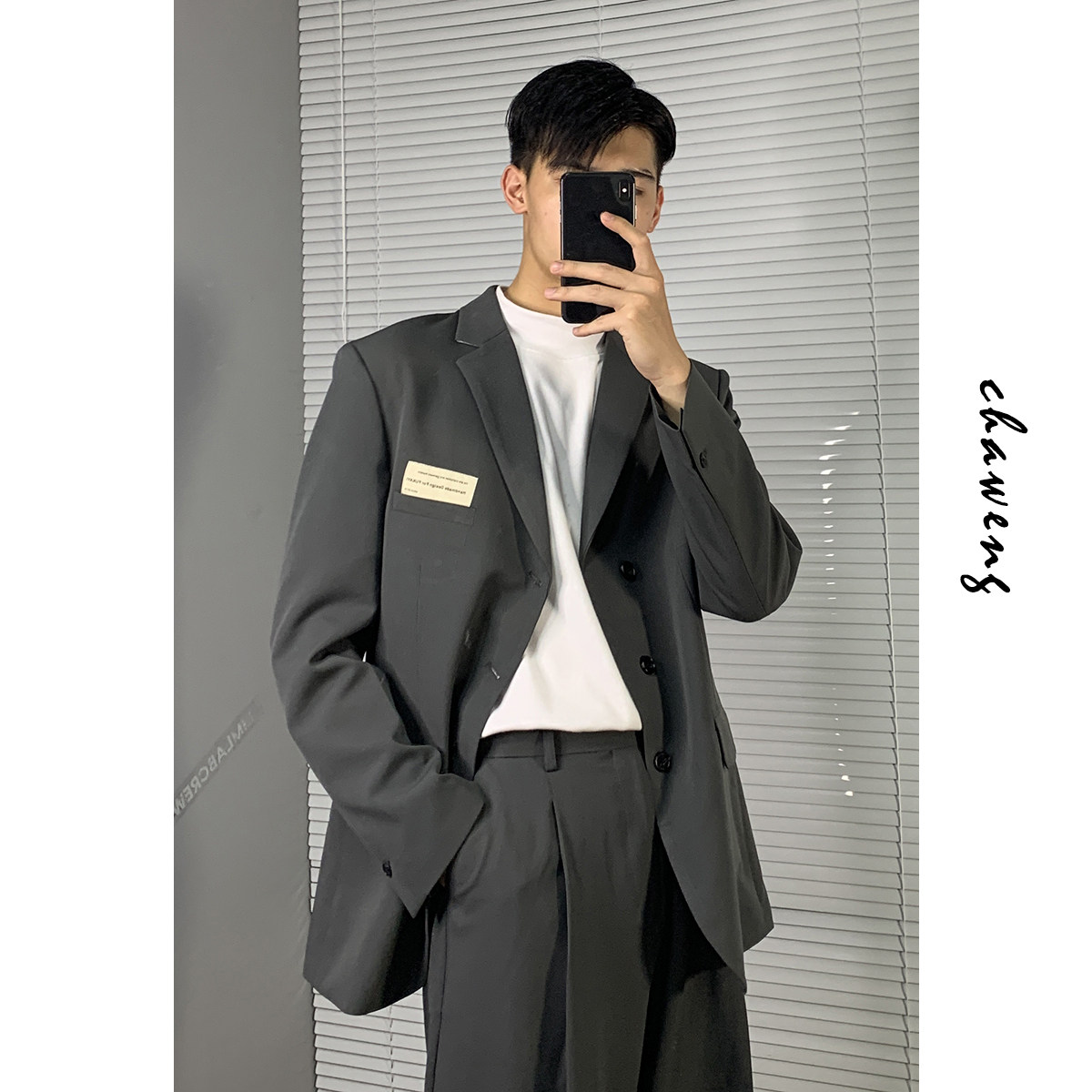 宽松chaweng微阔版廓版oversize西装男外套韩版潮流西服西服