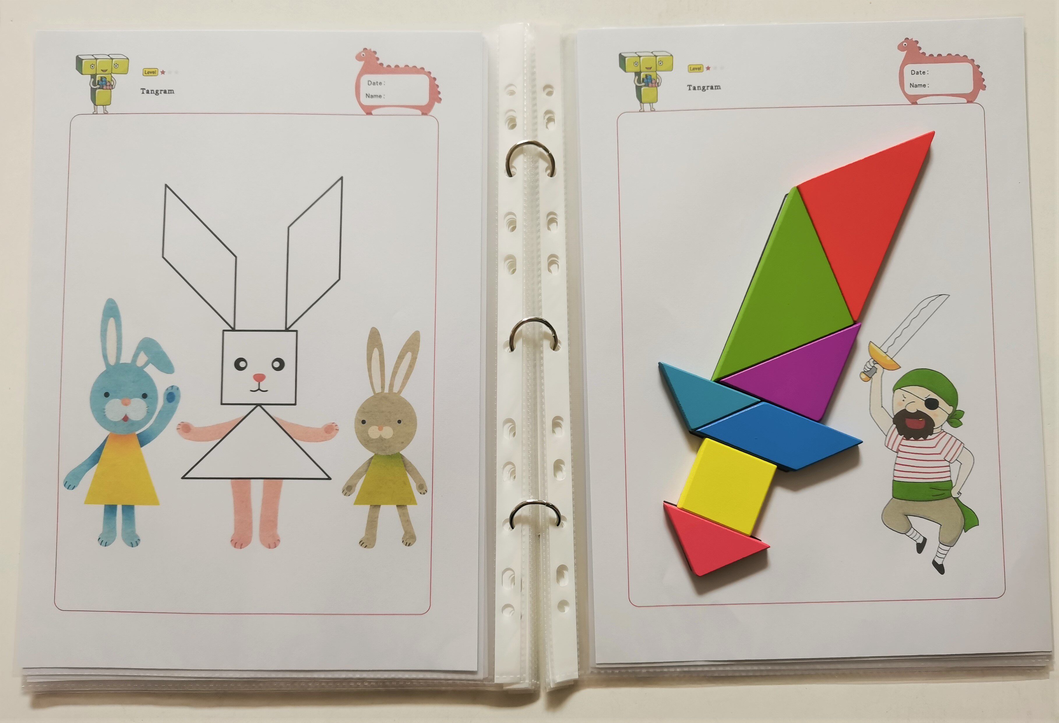 儿童七巧板智力拼图逻辑思维训练视觉追踪专注注力早教闪卡